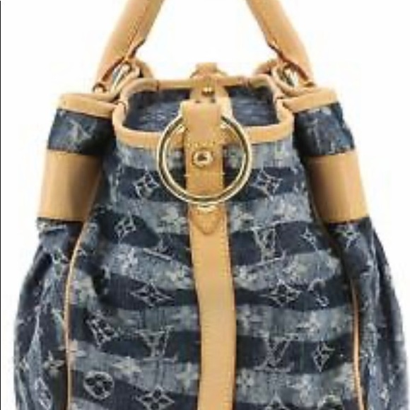 Louis Vuitton♥️Denim Cabas Raye GM Travel Bag 2 Way Duffle - Picture 6 of 15